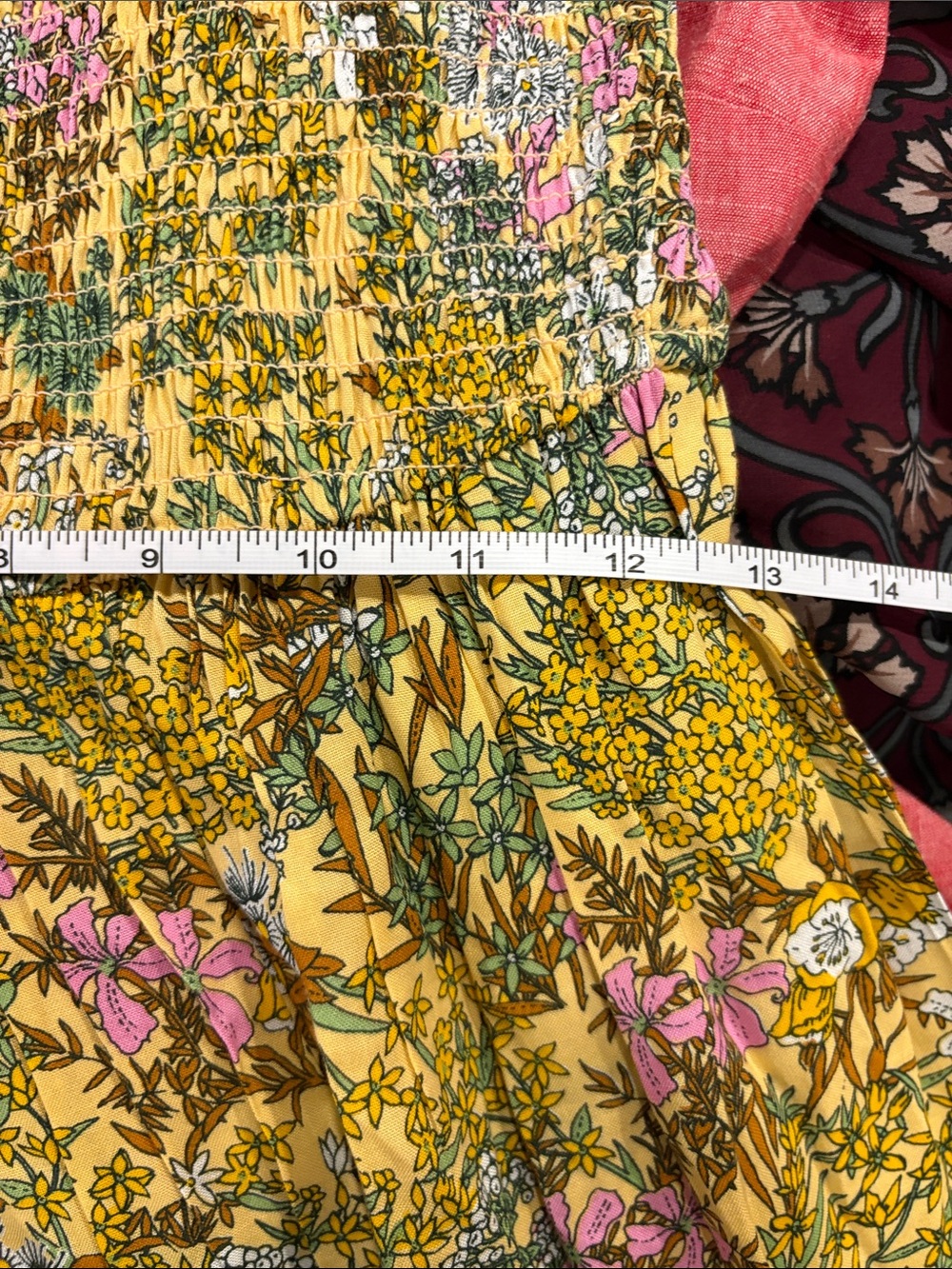 Smocked V-Neck Maxi Dress in Mustard Floral - Picture 7 of 7